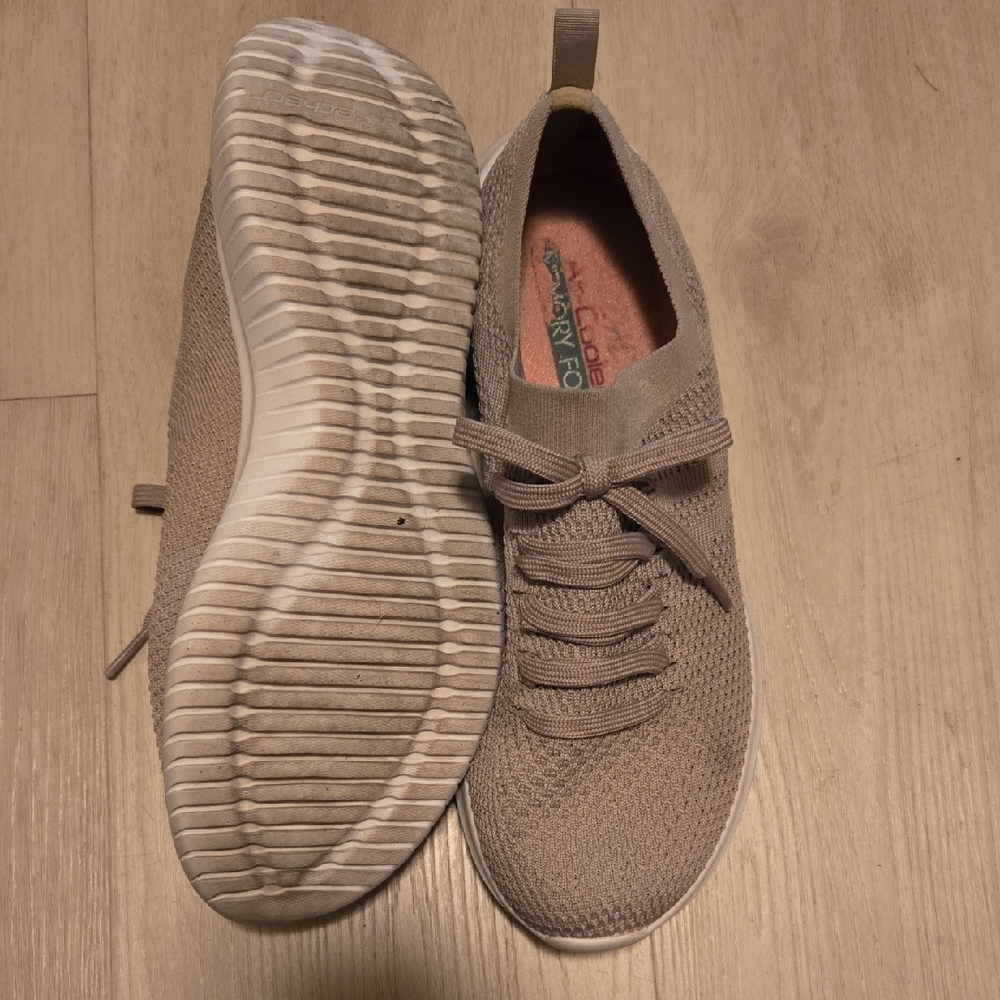 Skechers Women's Tan Knit Sneakers - Picture 2 of 5